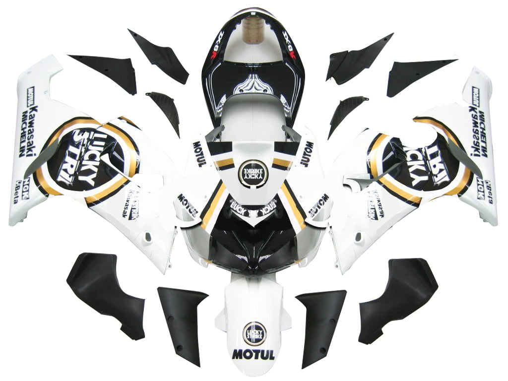 Carénages Amotopart 2005-2006 Kawasaki ZX6R 636 Noir Blanc Lucky Strike Ninja Generic