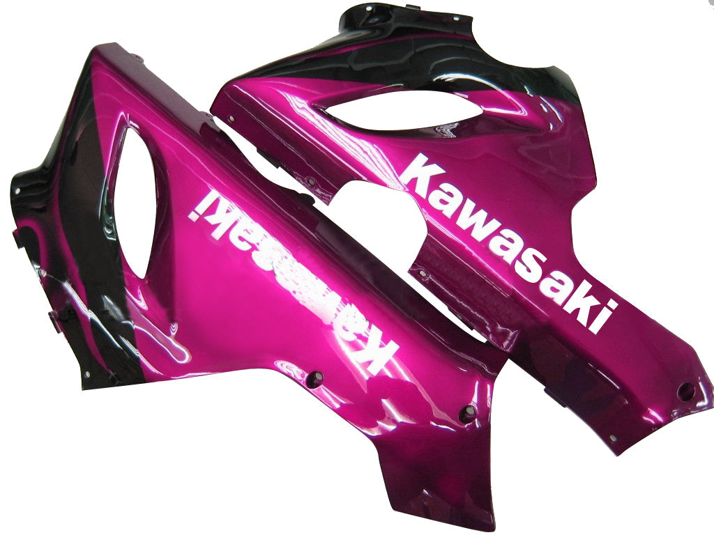 Amotopart Fairings 2005-2006 Kawasaki ZX6R 636 Black & Purple Flame Ninja Generic