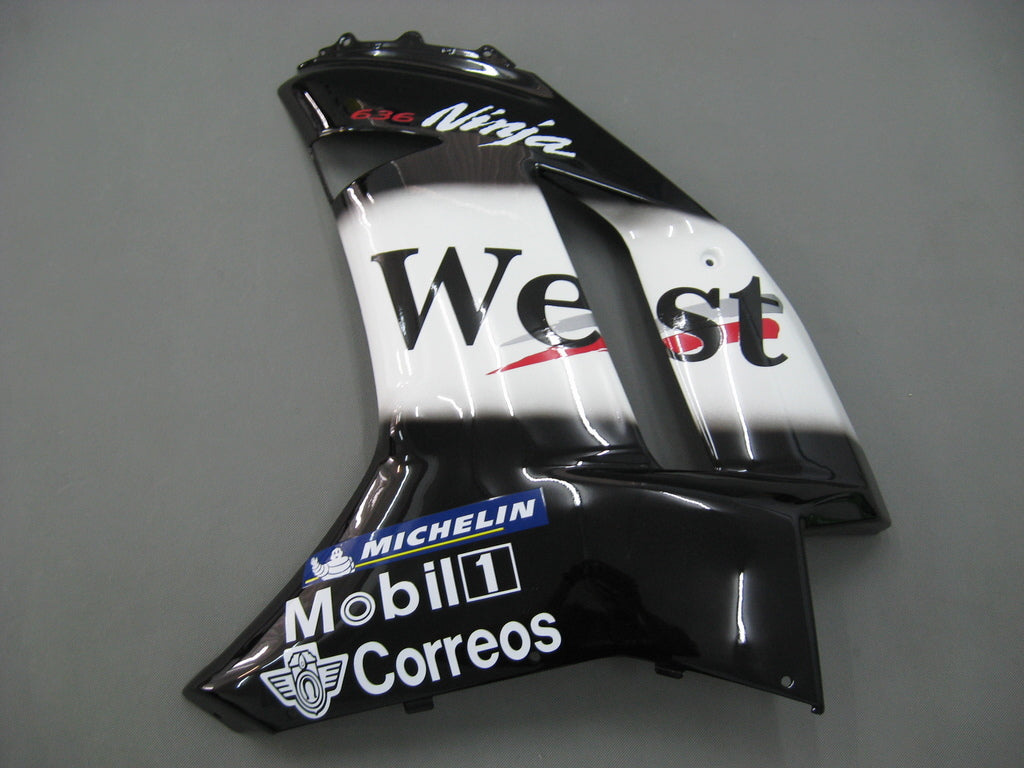 Carénages Amotopart 2007-2008 Kawasaki ZX6R ZX636 Noir Blanc West Ninja Generic