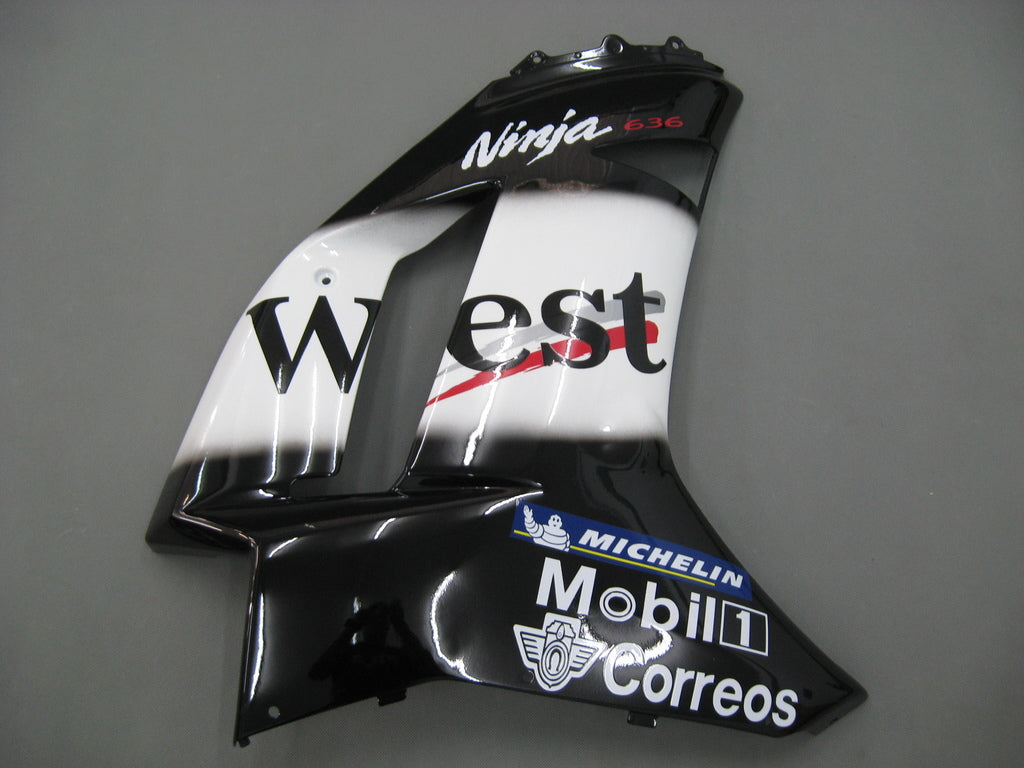Carénages Amotopart 2007-2008 Kawasaki ZX6R ZX636 Noir Blanc West Ninja Generic