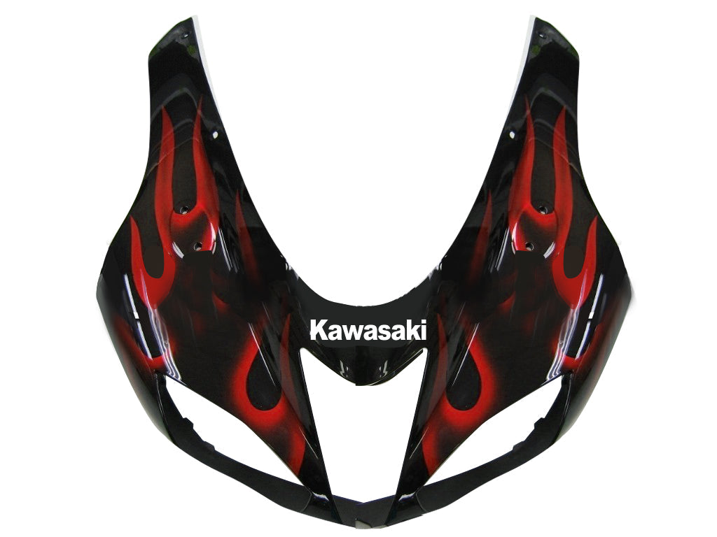 Amotopart Fairings 2007-2008 Kawasaki ZX6R ZX636 Black & Red Flame Ninja ZX6R Generic