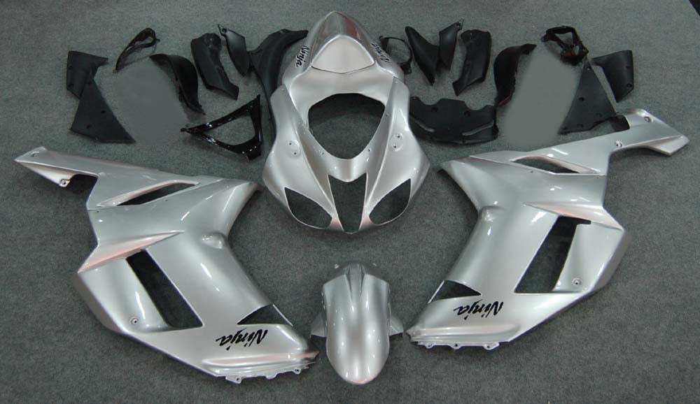 Amotopart Fairings 2007-2008 Kawasaki ZX6R ZX636 Silver Ninja Generic