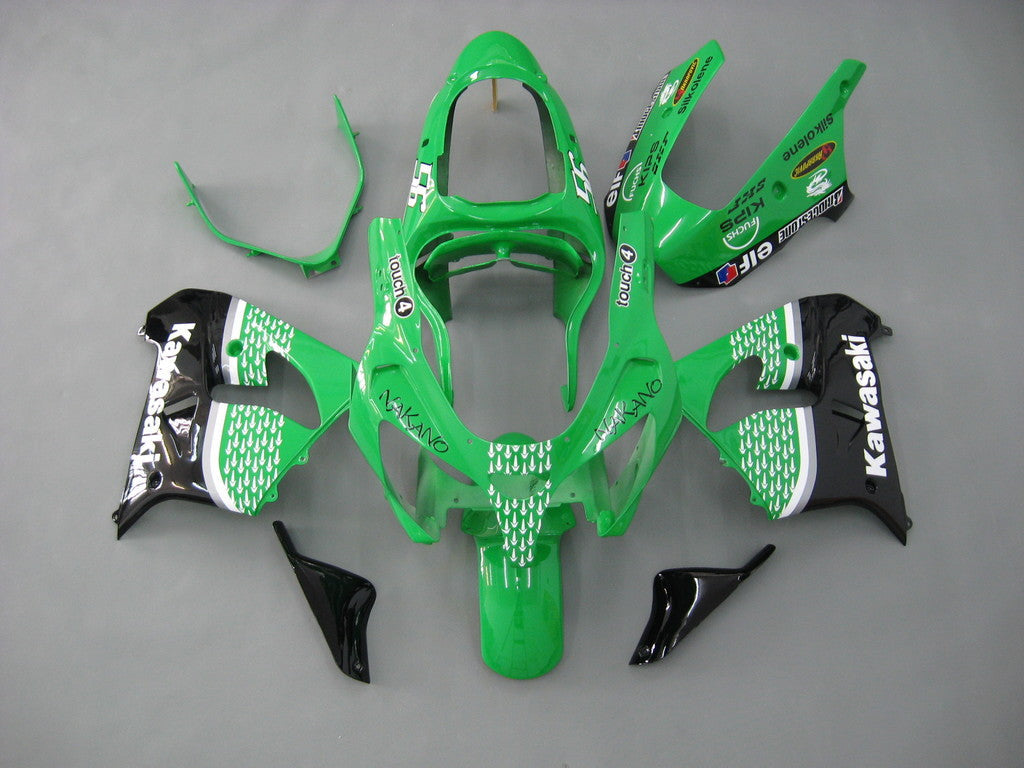 Amotopart Fairings 2000-2001 Kawasaki ZX 9R Green Black No.56 Nakano Generic