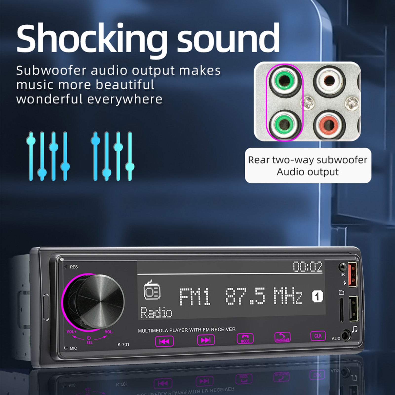 Ekran dotykowy 2.5D 1DIN Bluetooth stereofoniczne radio FM Samochodowy odtwarzacz MP3 z DAB