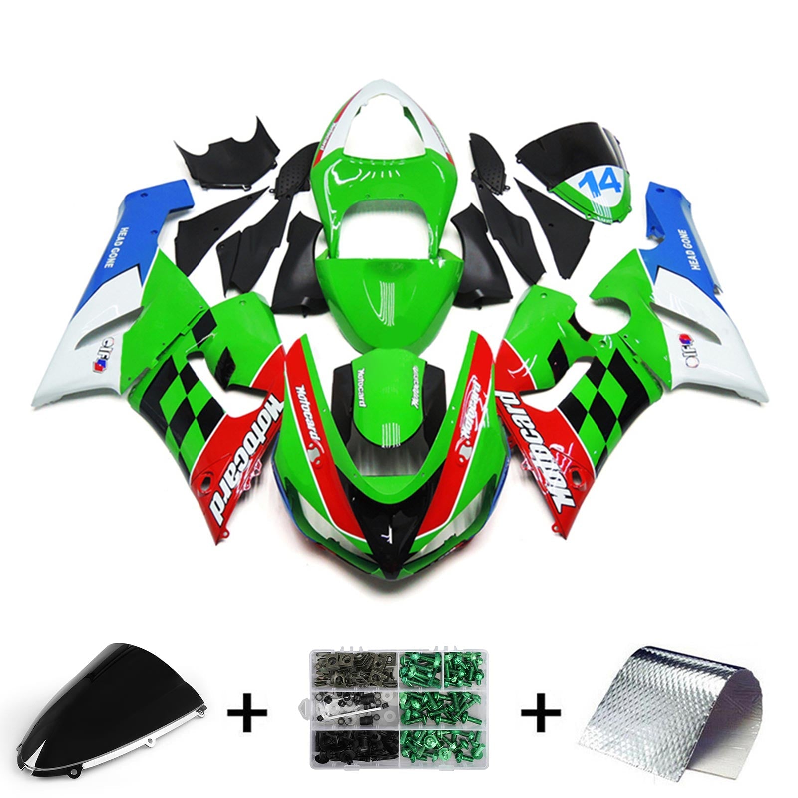 Amotopart Kawasaki ZX6R 636 2005-2006 ABS kunststof carrosseriekuipset