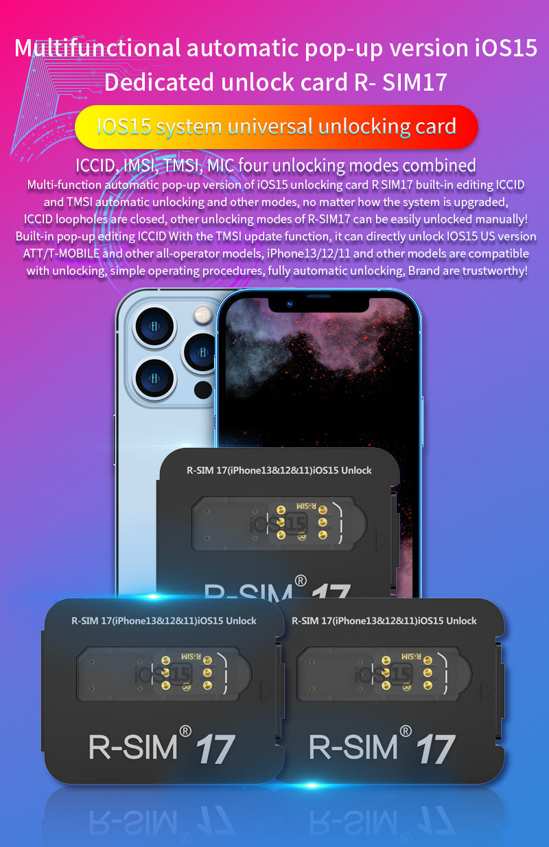 Actualice la tarjeta de desbloqueo RSIM 17 Nano para iPhone 13 Pro 12 Pro Max X XS Max 8 IOS 15