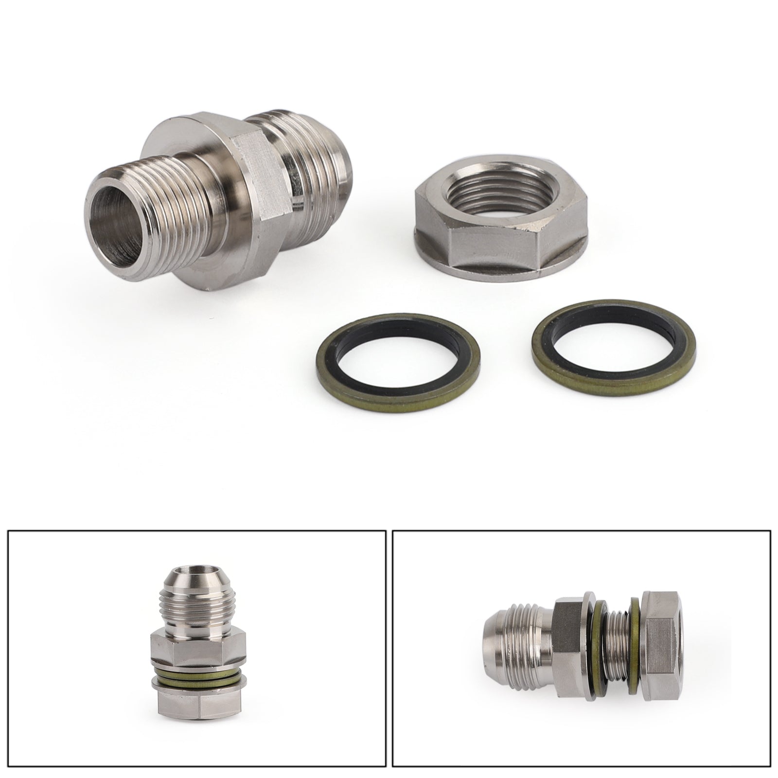 Adattatore di scarico ritorno coppa olio turbo da 10AN a M18x1,5 Argento generico