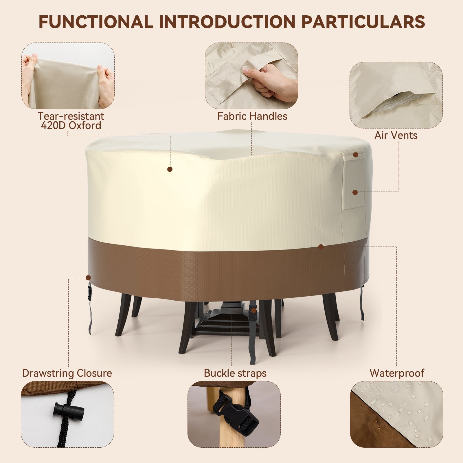 Circular 420D Circular impermeable muebles de muebles para mesa y sillas al aire libre