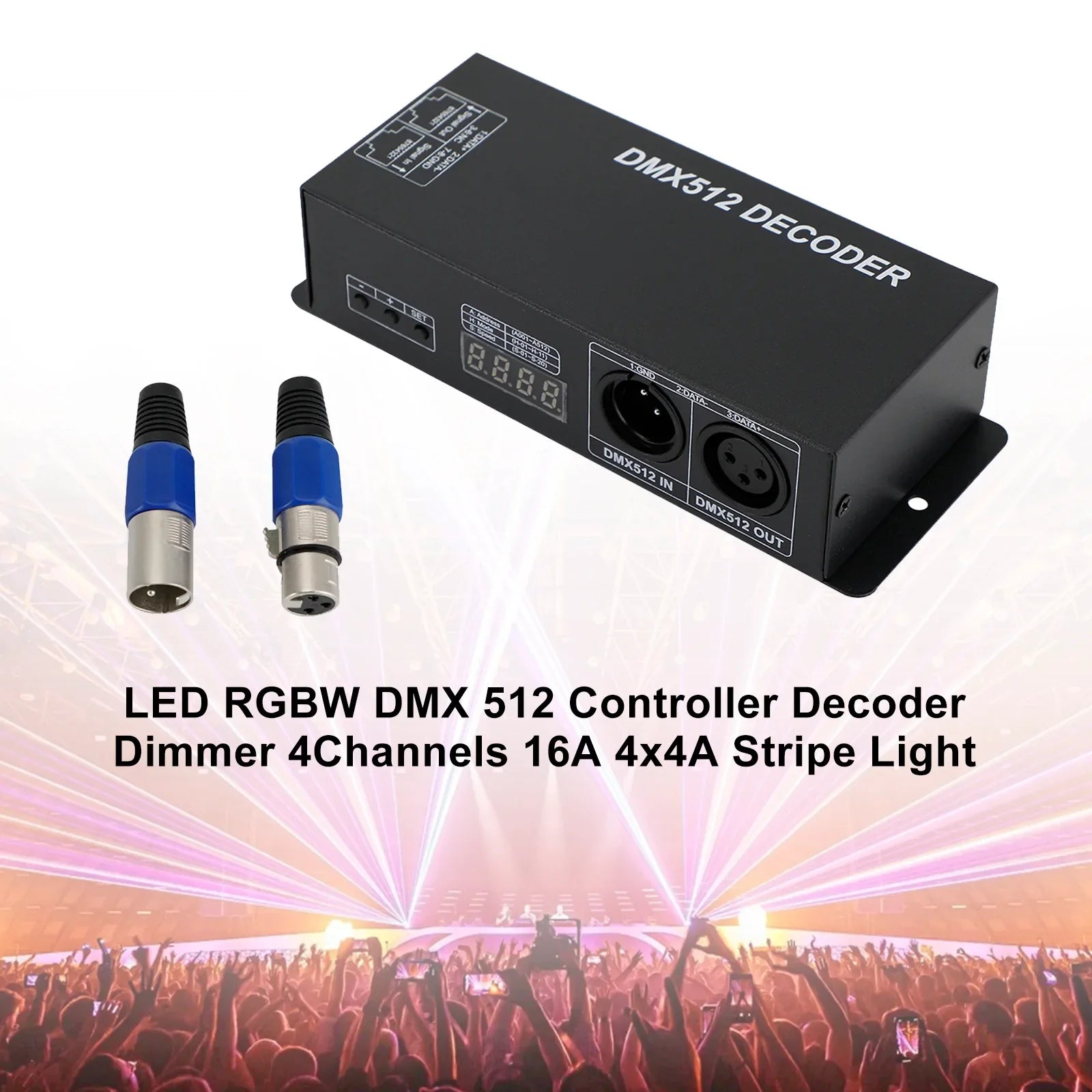 Kontroler LED RGBW DMX 512 Dekoder Ściemniacz 4 kanały 16A 4x4A Światło paskowe