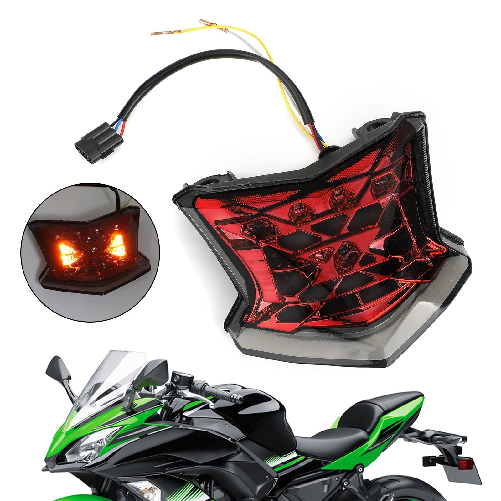 Clignotants de frein à LED feu arrière pour Kawasaki Z650 Ninja 650 Z900 17-19 argent générique