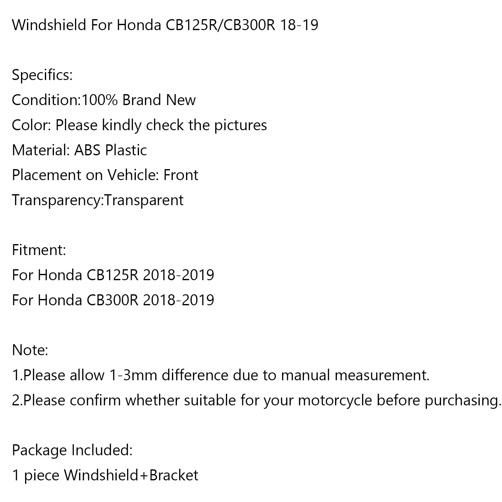 ABS Plastic Motorcycle Sandshield dla Honda CB125R CB300R 2018-2019 Ogólny