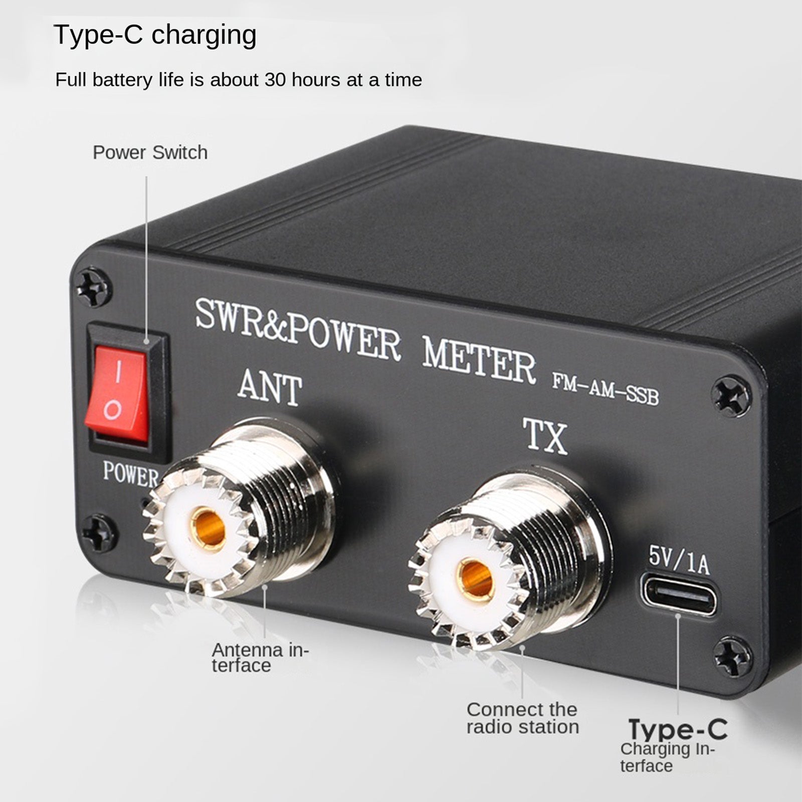 1,8 MHz-54 MHz staande golfmeter 240 x 240 full-color LCD-scherm vermogensmeter