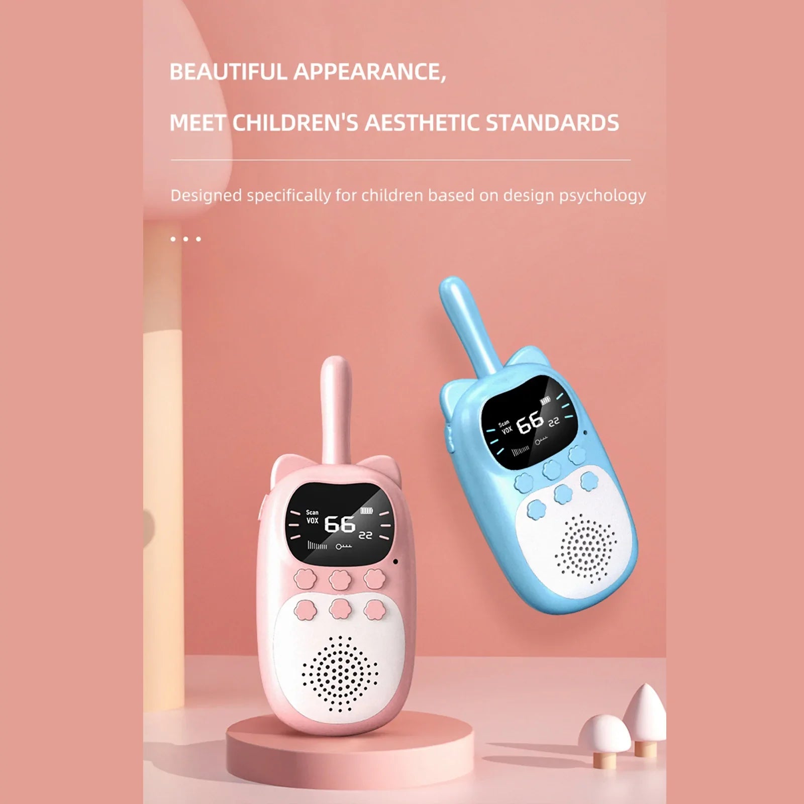 Pack de 2 Talkies-walkies Enfants - Portée 3 km - 22 Canaux - Lampe de Poche - Rechargeable