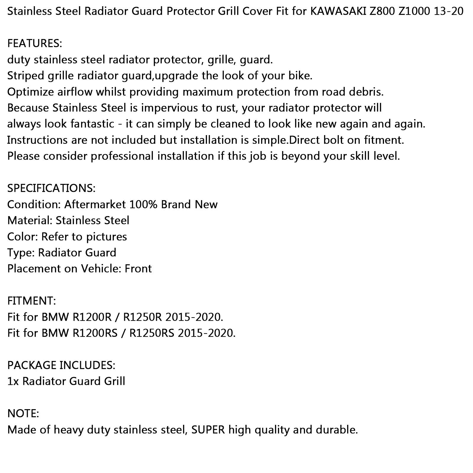 Copertura protettiva radiatore nera per BMW R1200RS R1250RS R1200R 15-20 Black Genenic