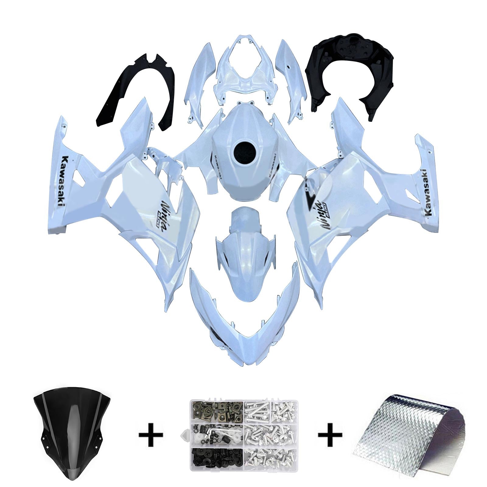 Amotopart kawasaki ex400 ninja400 2018-2023 komplet poštenosti corrier plastični abs