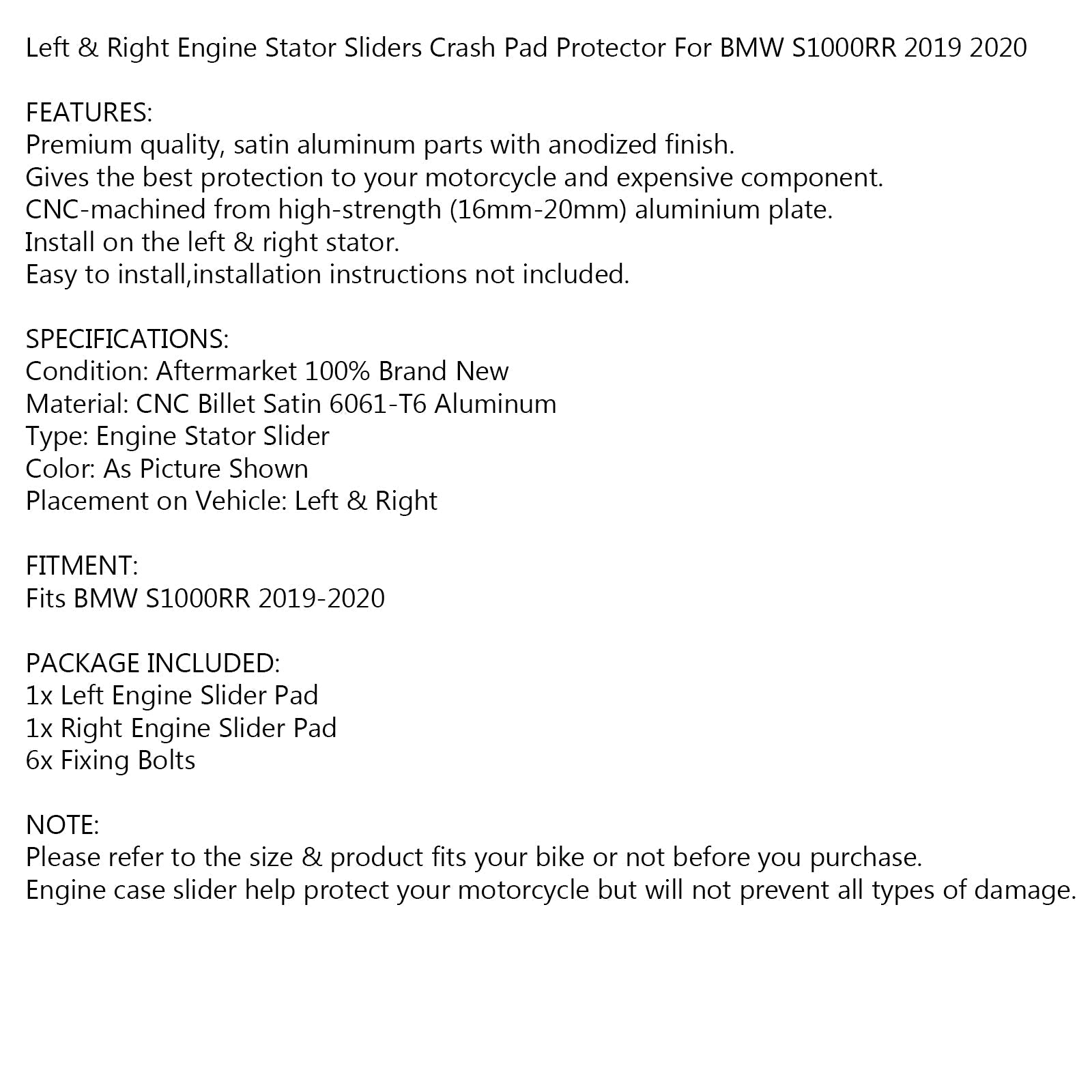 Par kazalcev za zaščito motorja za BMW S1000RR 2019-2020 generic