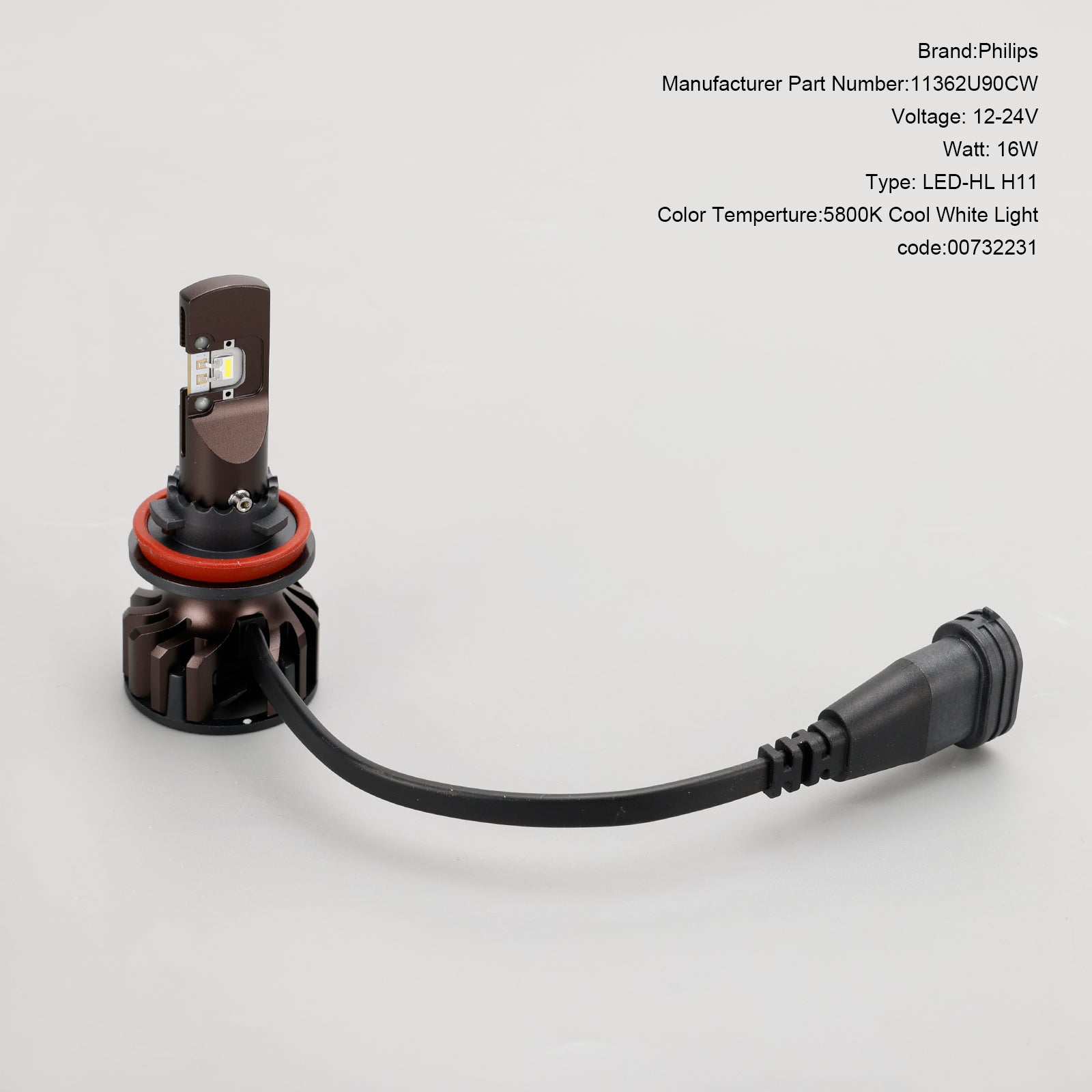 Voor Philips 11362U90CWX2 Ultinon Pro9000 LED-HL H11 12-24V 16W +350% 5800K