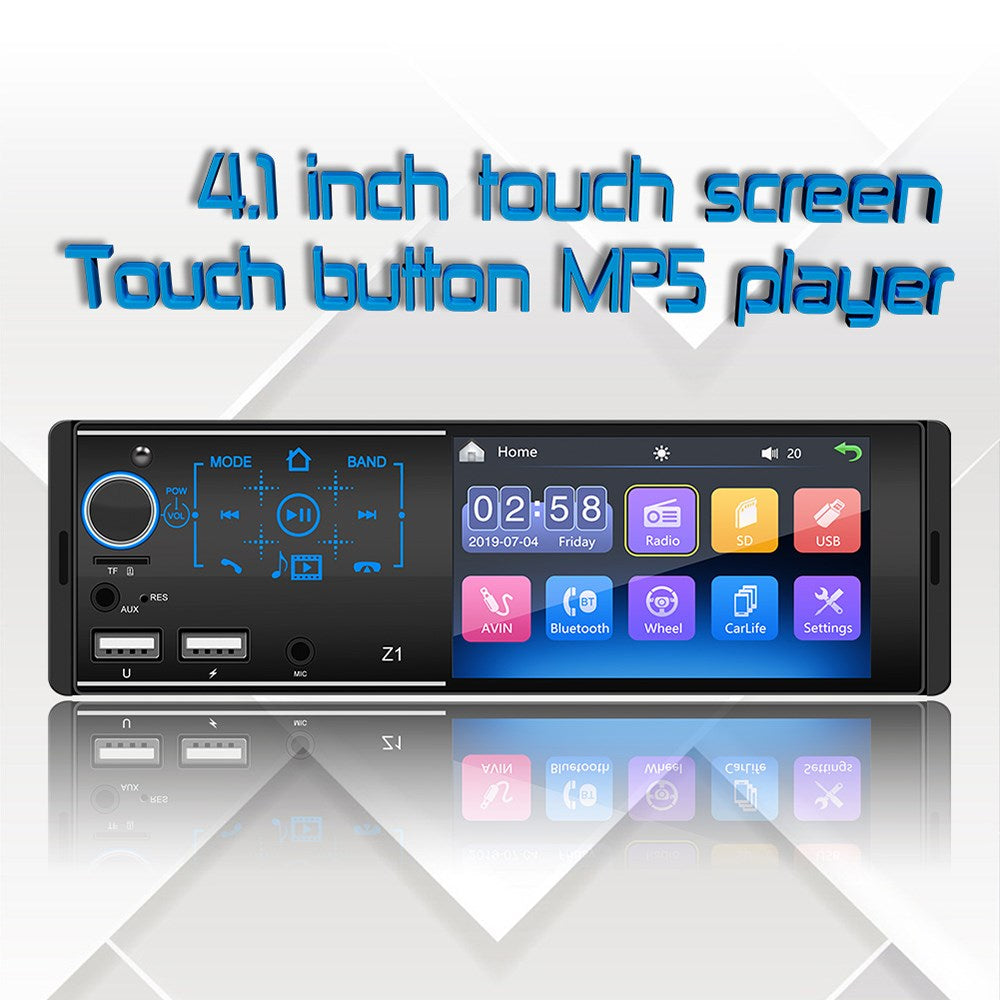 Autoradio Bluetooth à écran tactile simple Din 4 pouces FM + caméra de recul
