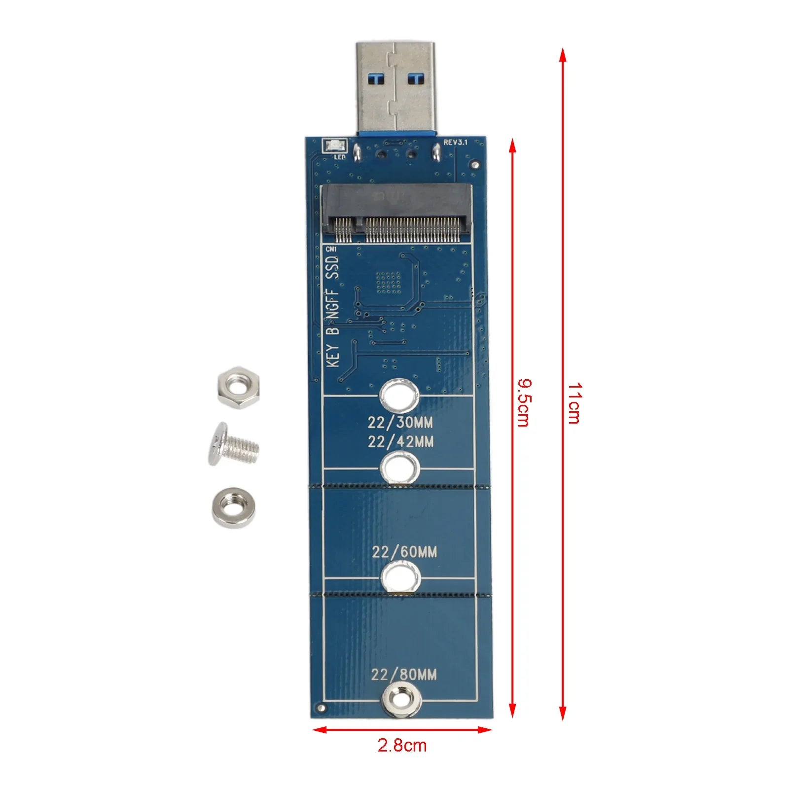 Adaptador M.2 a USB B Key M.2 SSD Adaptador Protocolo SATA para 2230 2242 2260 2280