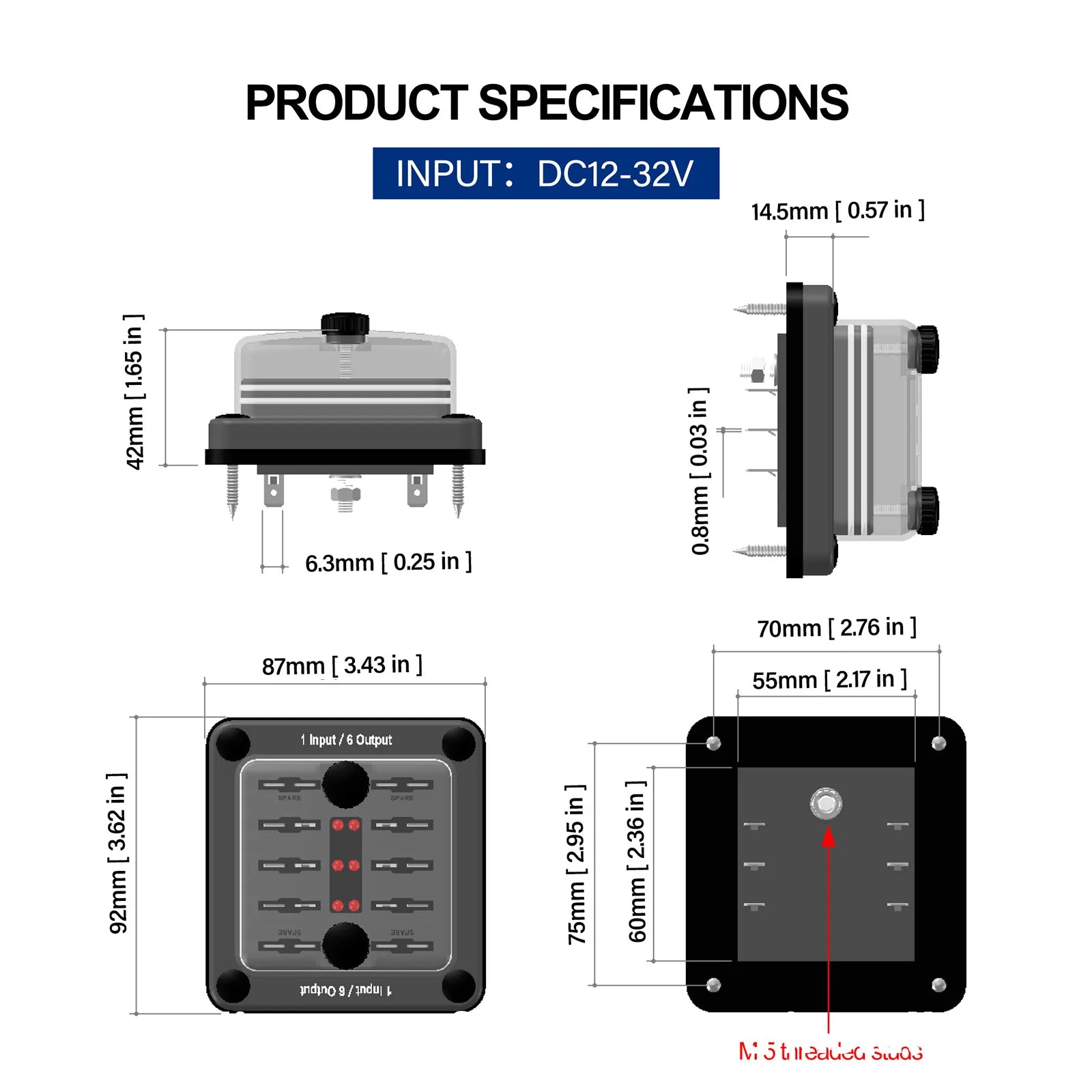 Support de bloc de boîte à fusibles à lame 6 voies/12 voies ATO ATC pour bateau marin de voiture étanche