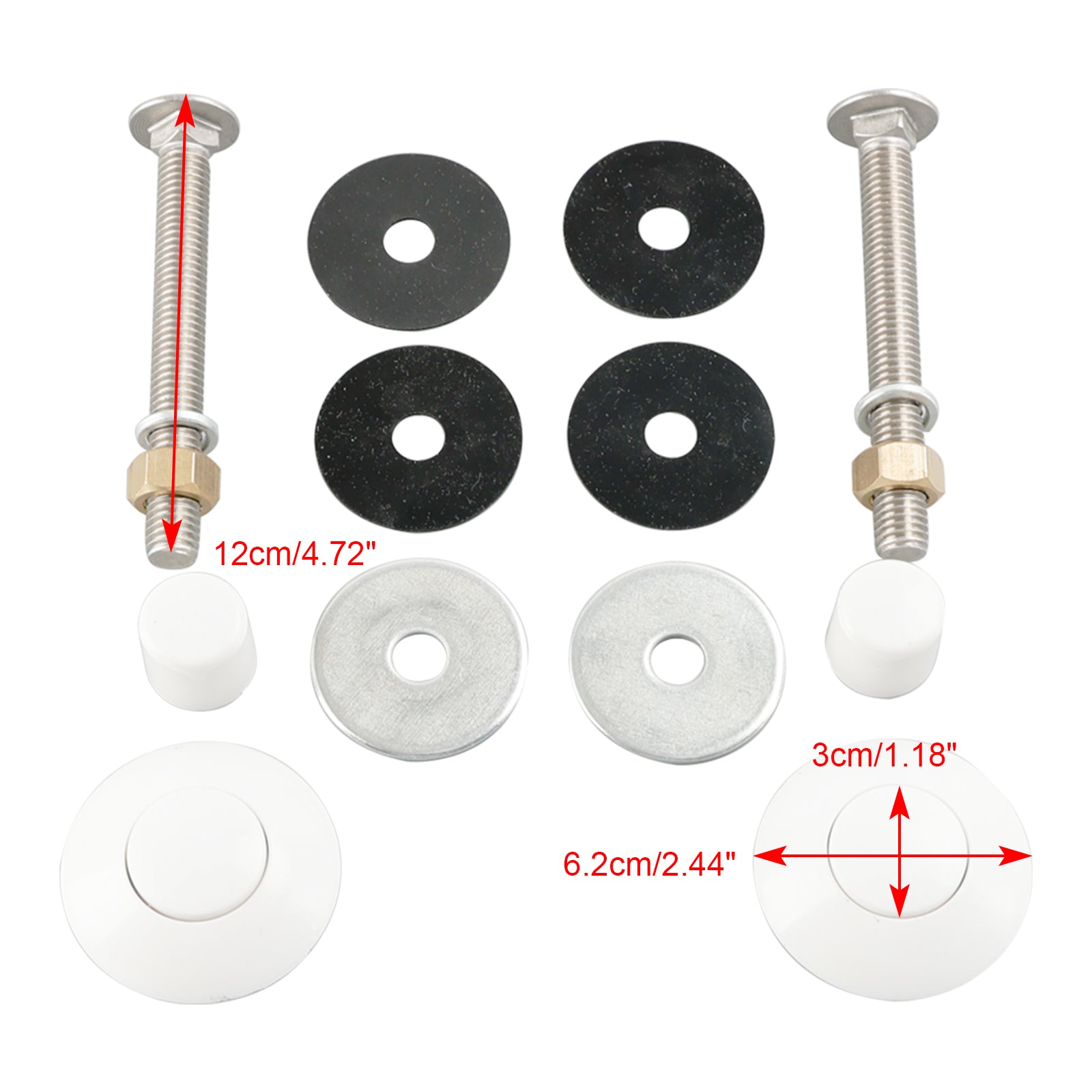 Kit de montaje de trampolín blanco 67-209-909-SS Pernos de 5-1/2", 1-1/4 y 2" f/w
