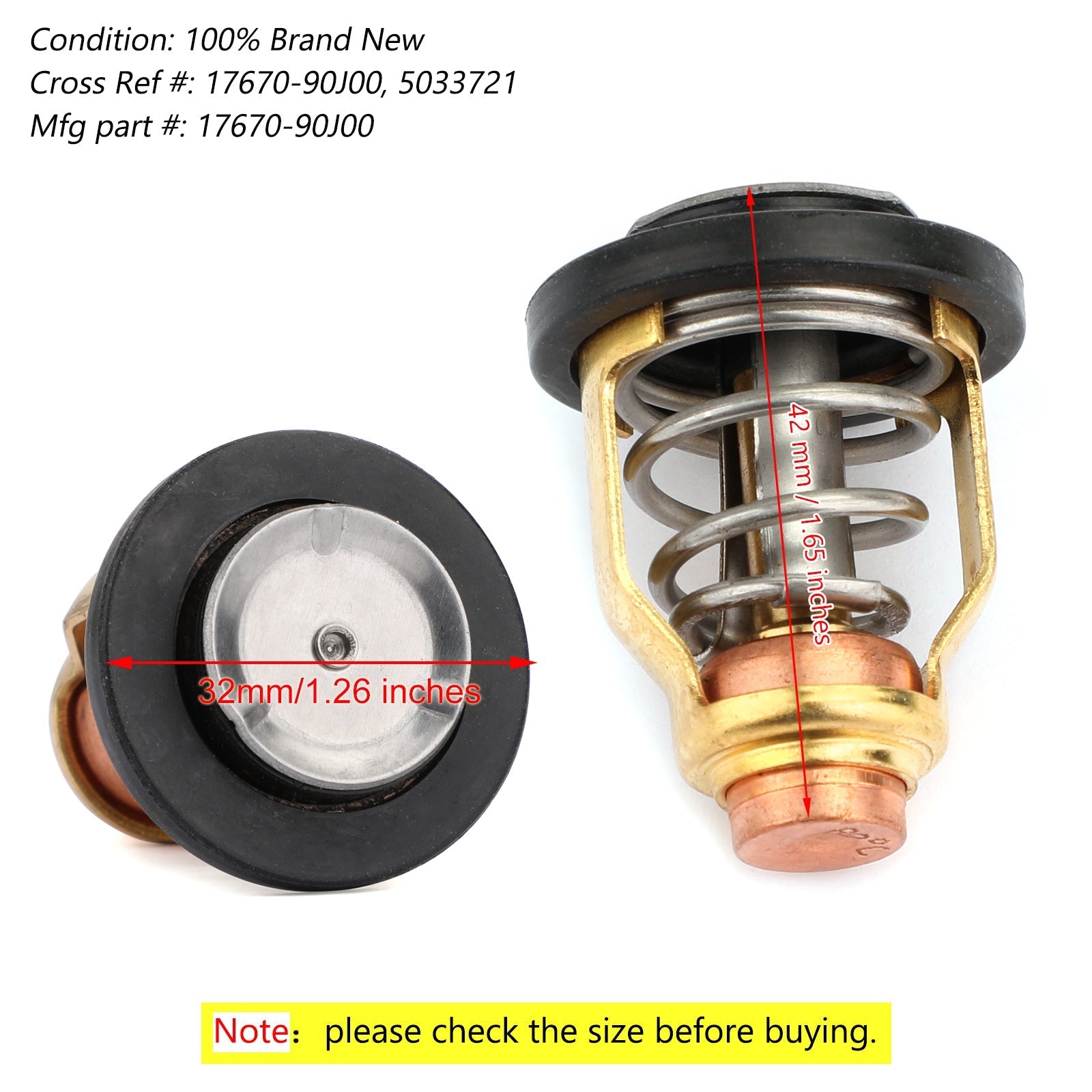 Thermostat 60C 140F pour Suzuki 4 temps Johnson 5033721 17670-90J00