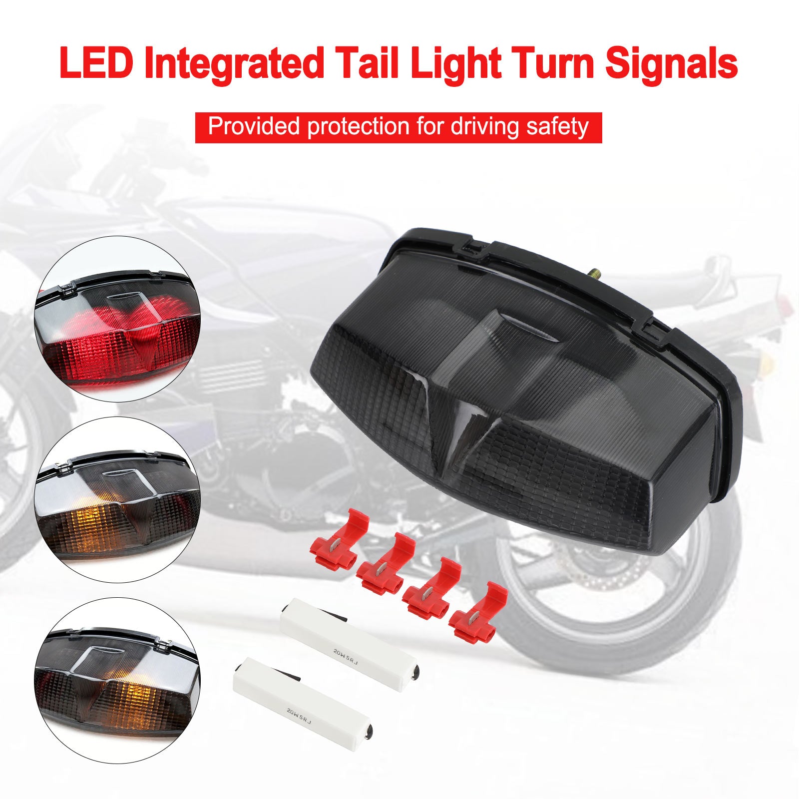 LED de luz trasera integrados Flashing Integrated Kawasaki Ninja 500 R ZX-7R ZX 750 Generic
