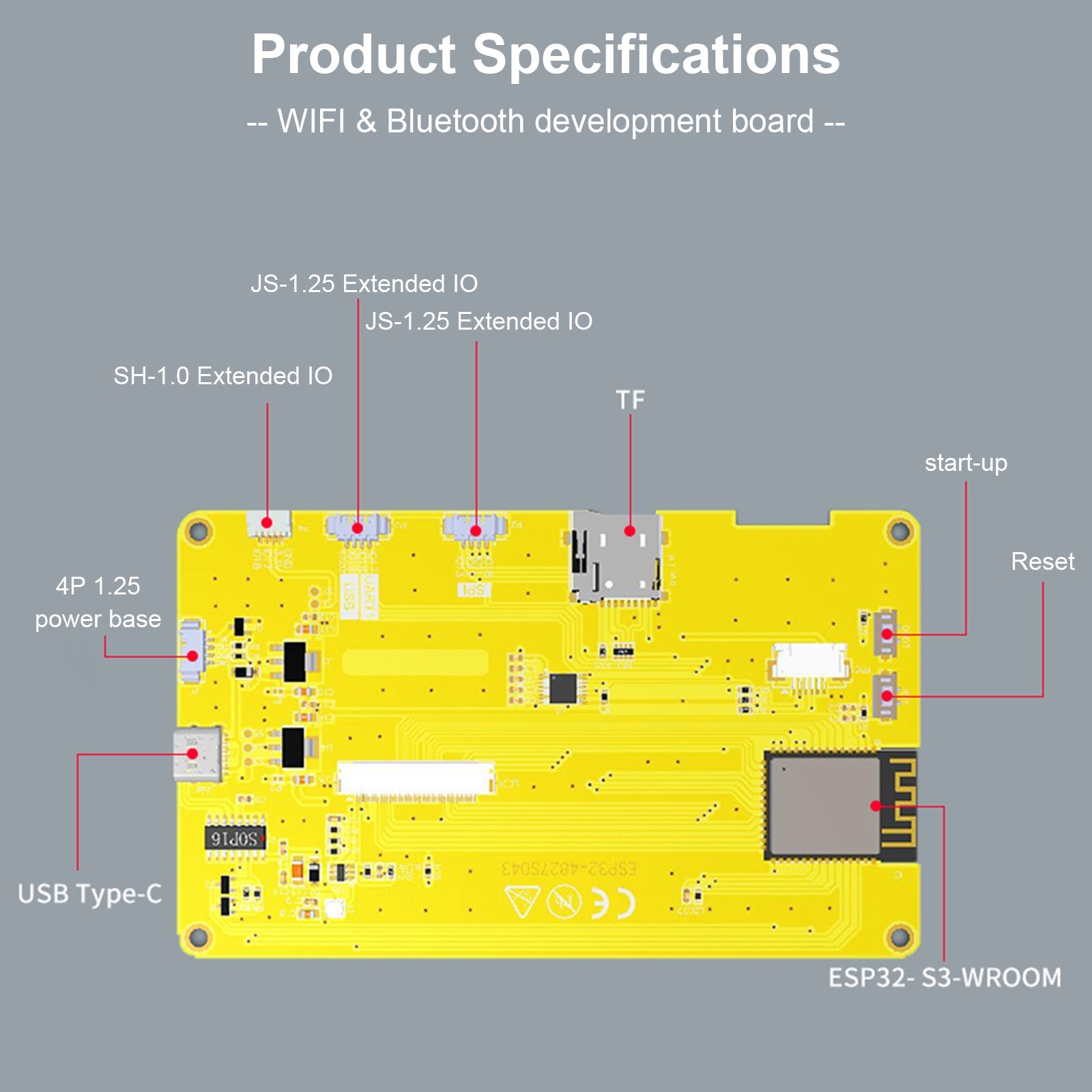 ESP32 Karta rozwojowa, 4,3 -calowy inteligentny ekran LCD, Bluetooth PSRAM 16M Moduł Wi -Fi 16M