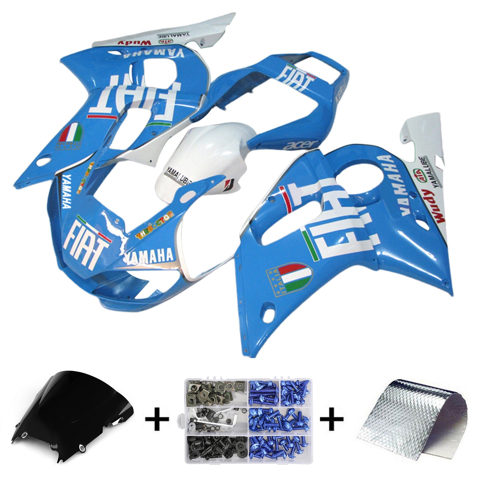 Amotopart Yamaha YZF 600 R6 1998-2002 Kit Carénage Carrosserie Plastique ABS