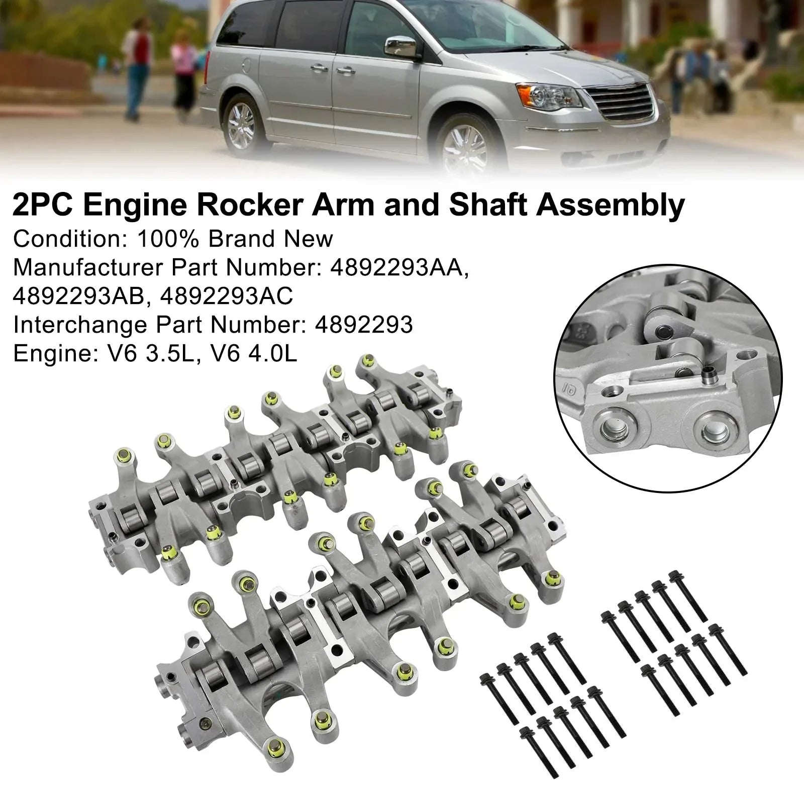 2008-2010 Dodge Avenger V6 3.5L / Grand Caravan V6 4.0L 'admission et 'échappement 2PC culbuteur et arbre 4892293AC