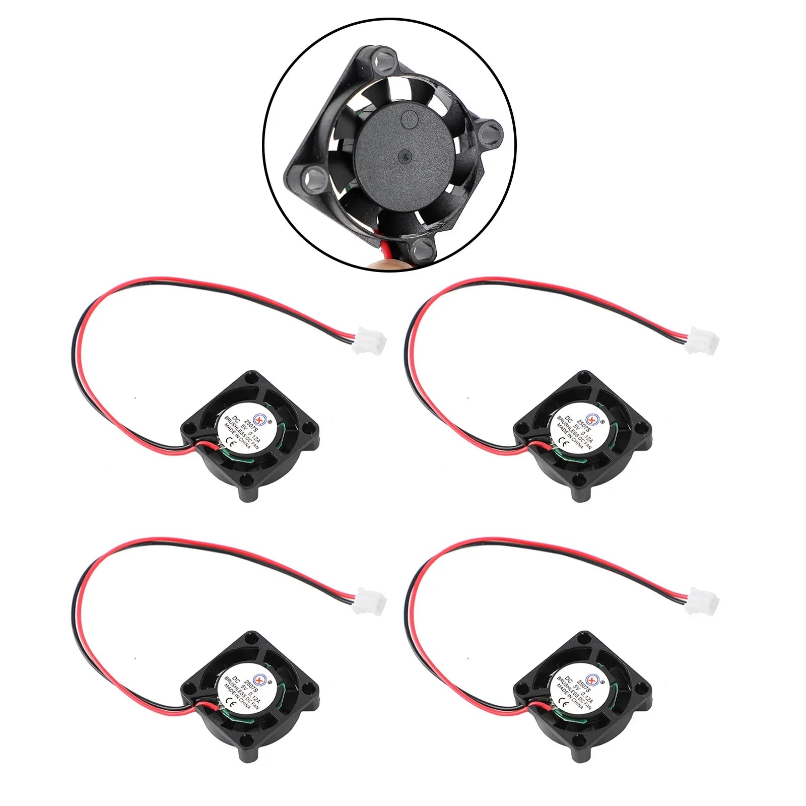 Ventilador de enfriamiento CC sin pincel de 2 pines 5V 0.12A 2507s 25x25x7mm