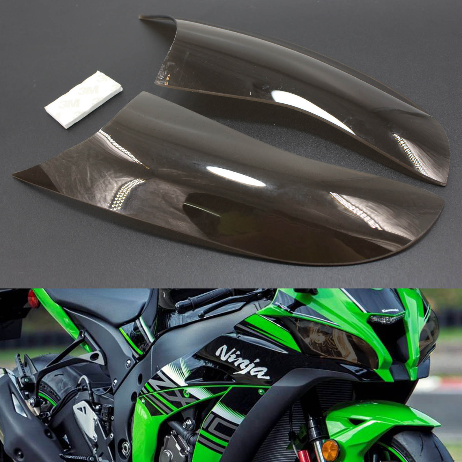 Etuvalon linssin suojaava kansi Kawasaki ZX-10R ZX 10R 16-18 Generic Smoke sopii