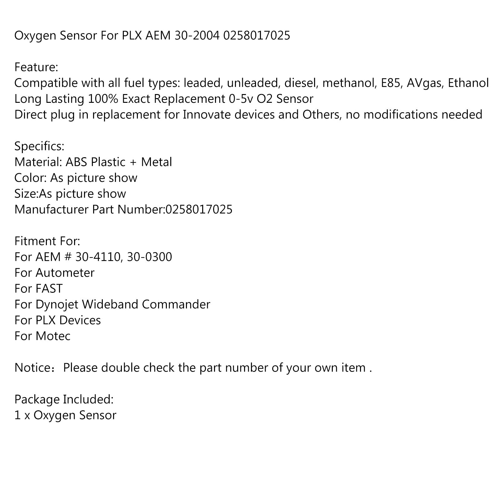 Nov O2 senzor za kisik z velikim trakom 5 navojev 17025 LSU 4.9 Združljivo z 0258017025