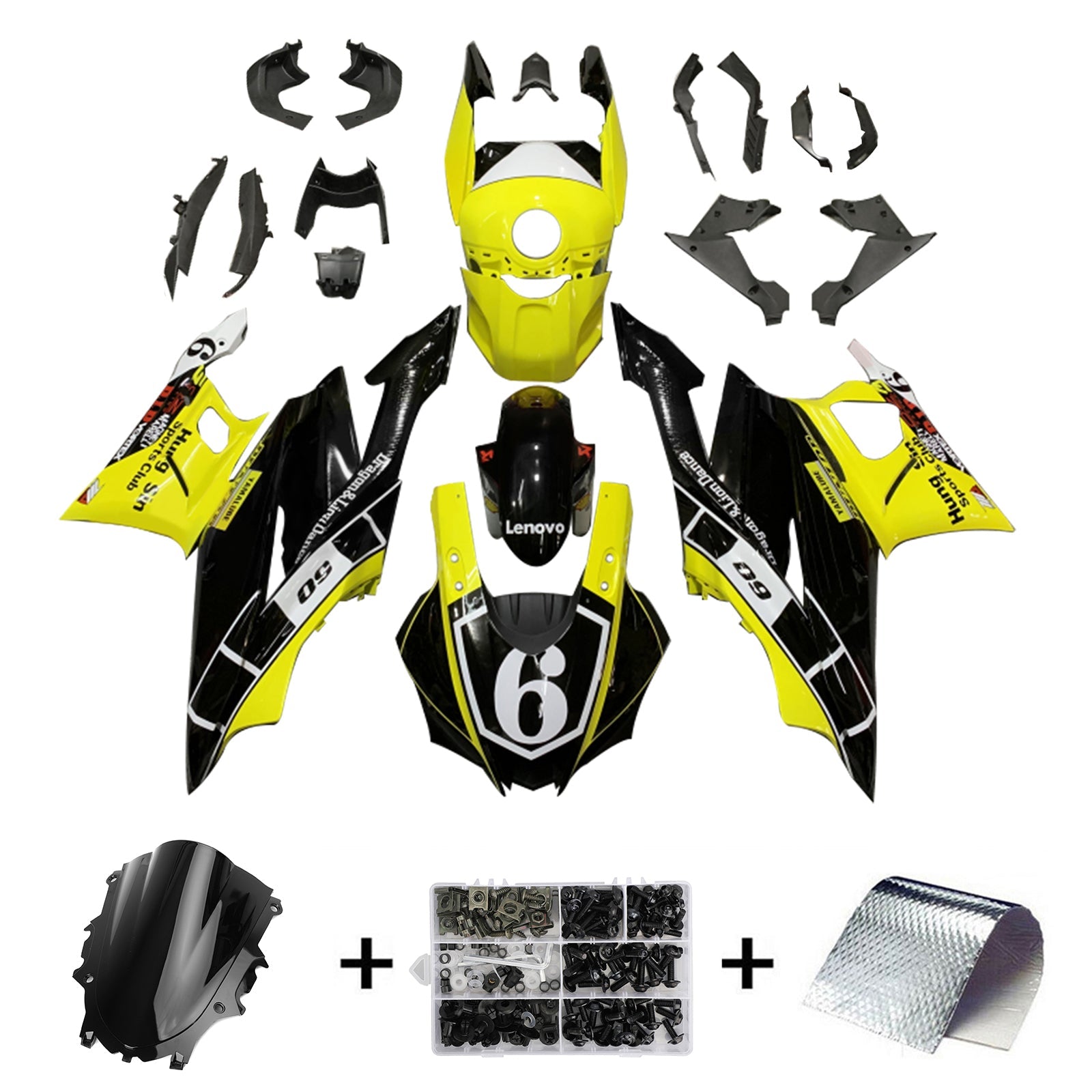Amotopart Yamaha YZF-R3 R25 2019-2021 Kit Carénage Carrosserie Plastique ABS