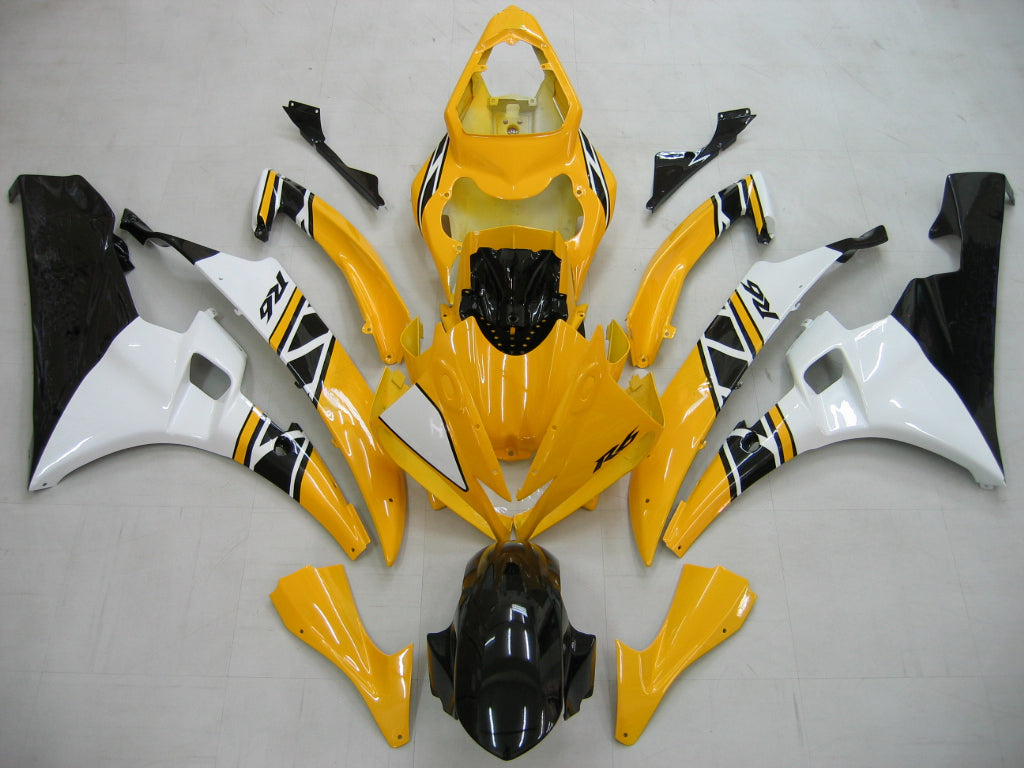 Zestaw plastikowych wtrysków owiewek Amotopart do YAMAHA YZF-R6 2006 2007 żółty biały ogólny