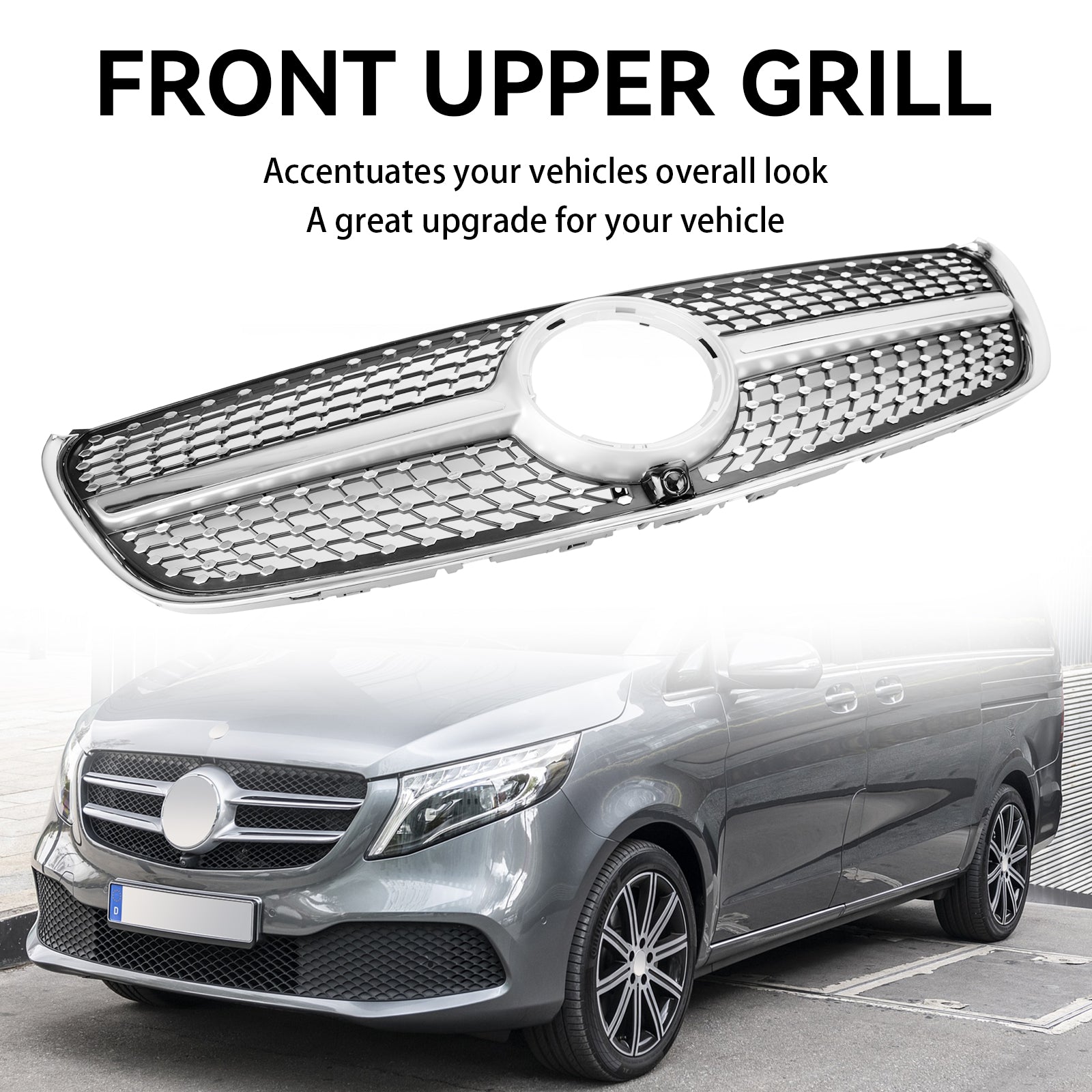 Mercedes Benz Classe V W447 2014-03.2019 Grille de calandre supérieure avant diamant