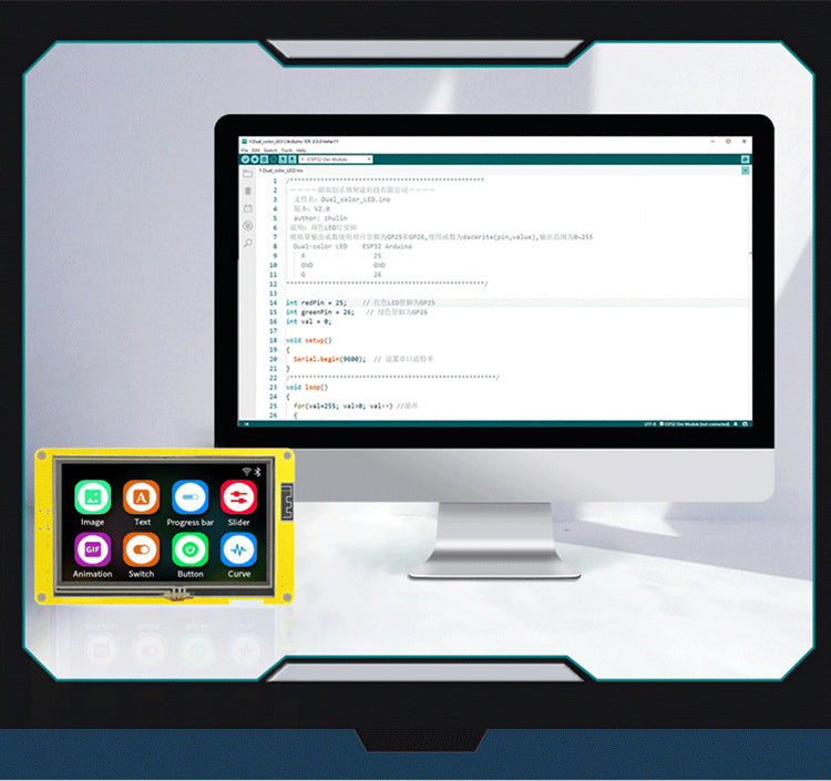 ESP32 Karta rozwojowa, 4,3 -calowy inteligentny ekran LCD, Bluetooth PSRAM 16M Moduł Wi -Fi 16M