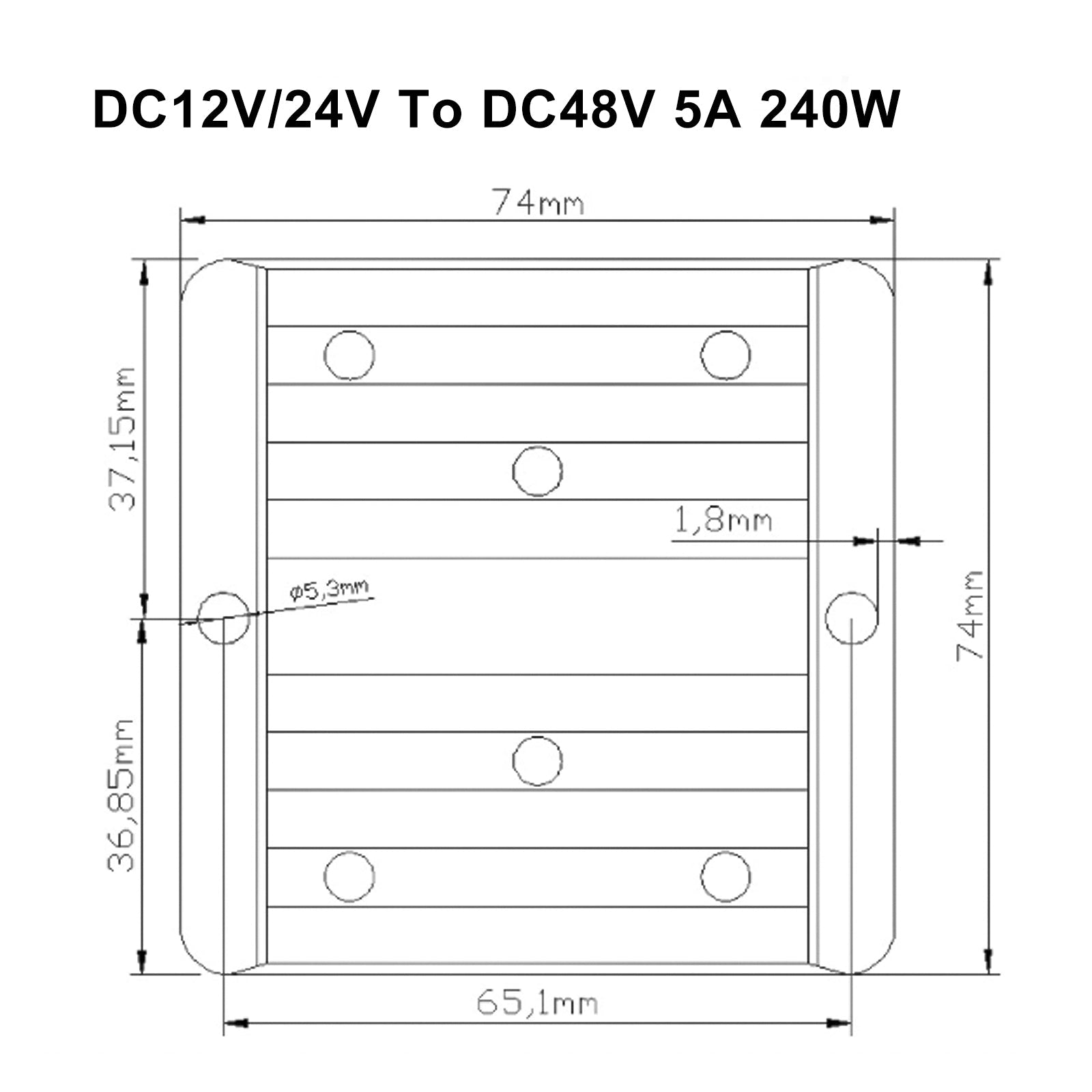 DC-DC 12/24V-48V 5A 240W Step Up Régulateur de convertisseur d'alimentation de voiture étanche