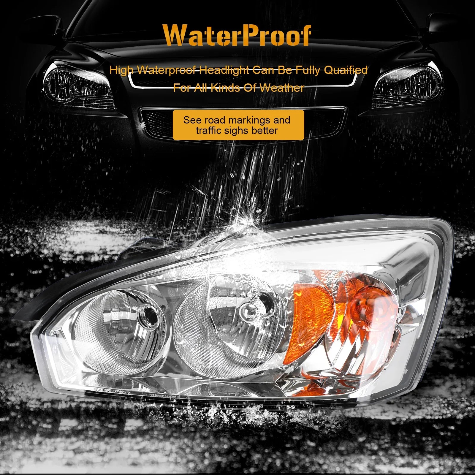 Przezroczysty bursztynowy zespół reflektorów na lata 2004-2008 Chevr Malibu Generic