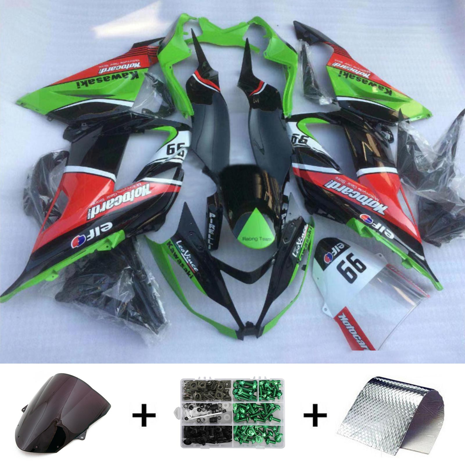 Amotopart Kawasaki ZX6R 636 2013-2018 ABS kunststof carrosseriekuipset