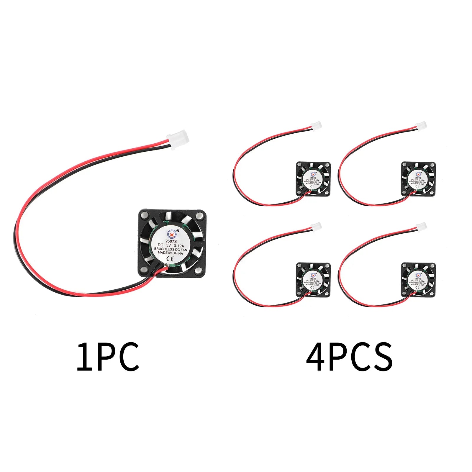 Ventilador de enfriamiento CC sin pincel de 2 pines 5V 0.12A 2507s 25x25x7mm