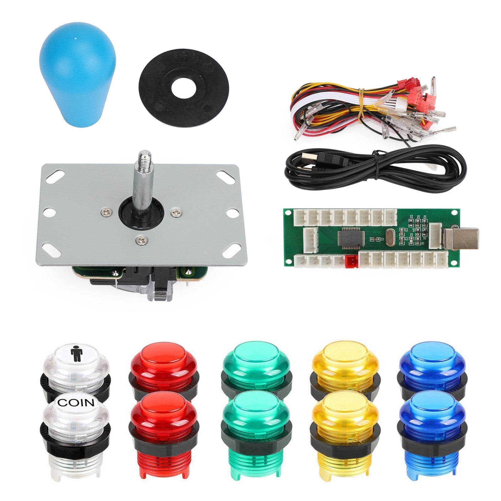 Zestaw części LED Arcade dla 1 gracza DIY Koder USB do gier wideo na PC Gamepady Joystick