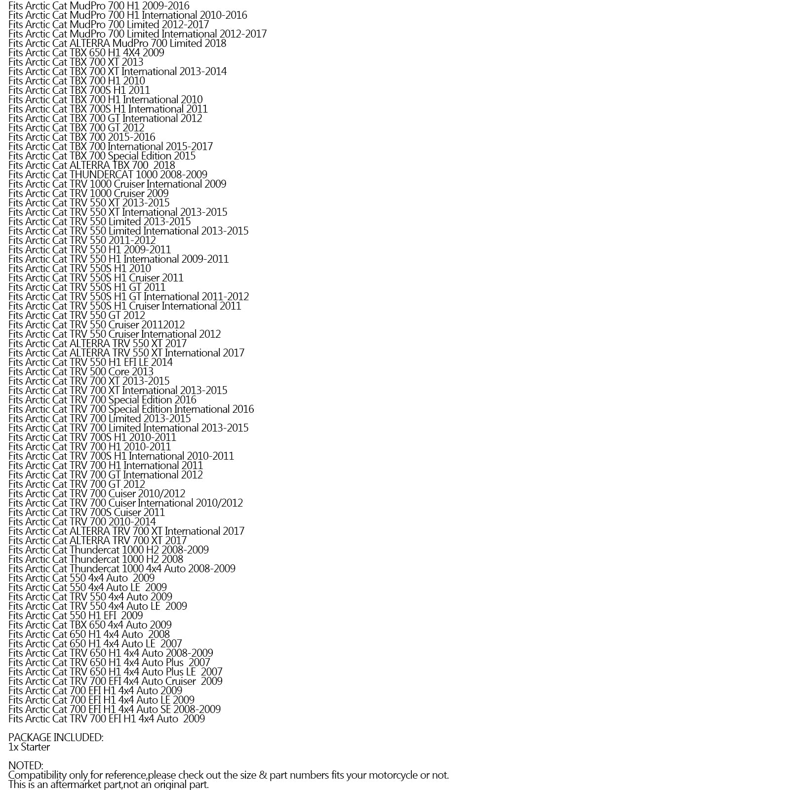 0825-013 Sostituzione del motorino di avviamento per Arctic Cat - 0825-024 0825-011 Generico