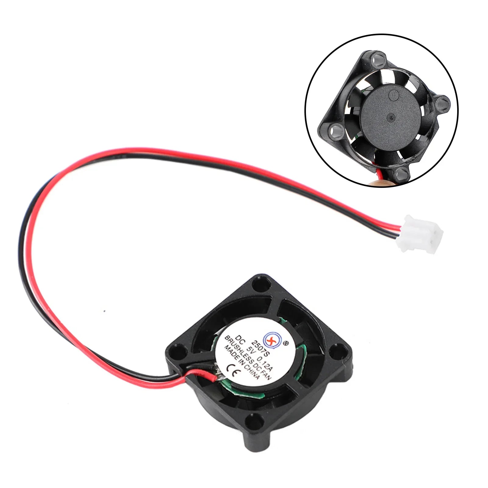 Ventilador de enfriamiento CC sin pincel de 2 pines 5V 0.12A 2507s 25x25x7mm