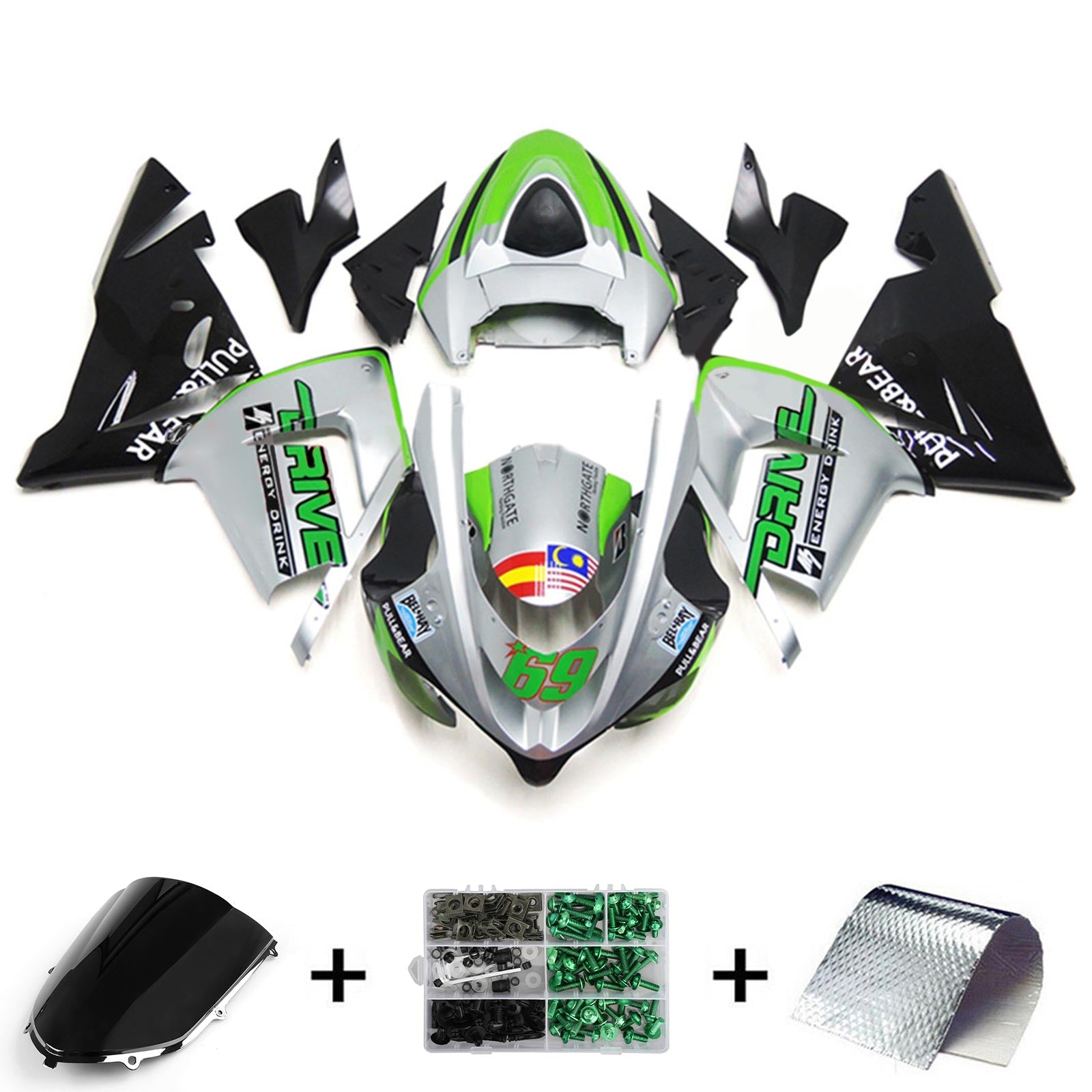 Amotopart Kawasaki ZX10R 2004-2005 ABS kunststof carrosseriekuipset