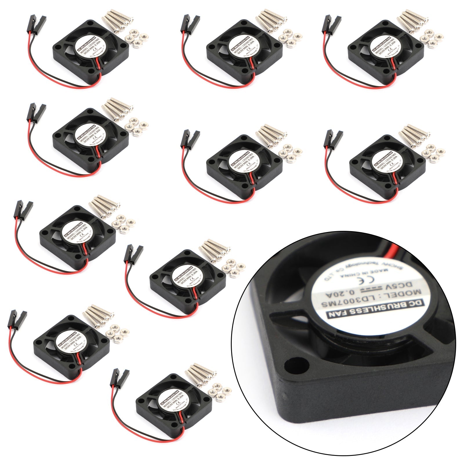 10x 2Pin 30MMx30MM 3007 5V säteilevä jäähdytystuuletin Raspberry Pi 2/3 -mallille B 4B
