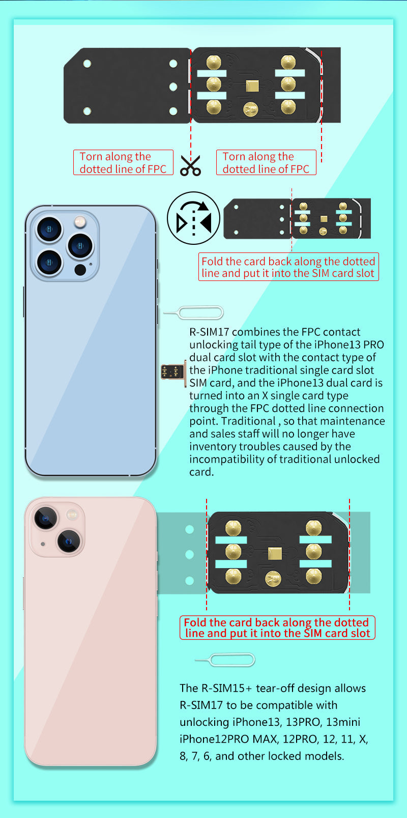 Actualice la tarjeta de desbloqueo RSIM 17 Nano para iPhone 13 Pro 12 Pro Max X XS Max 8 IOS 15