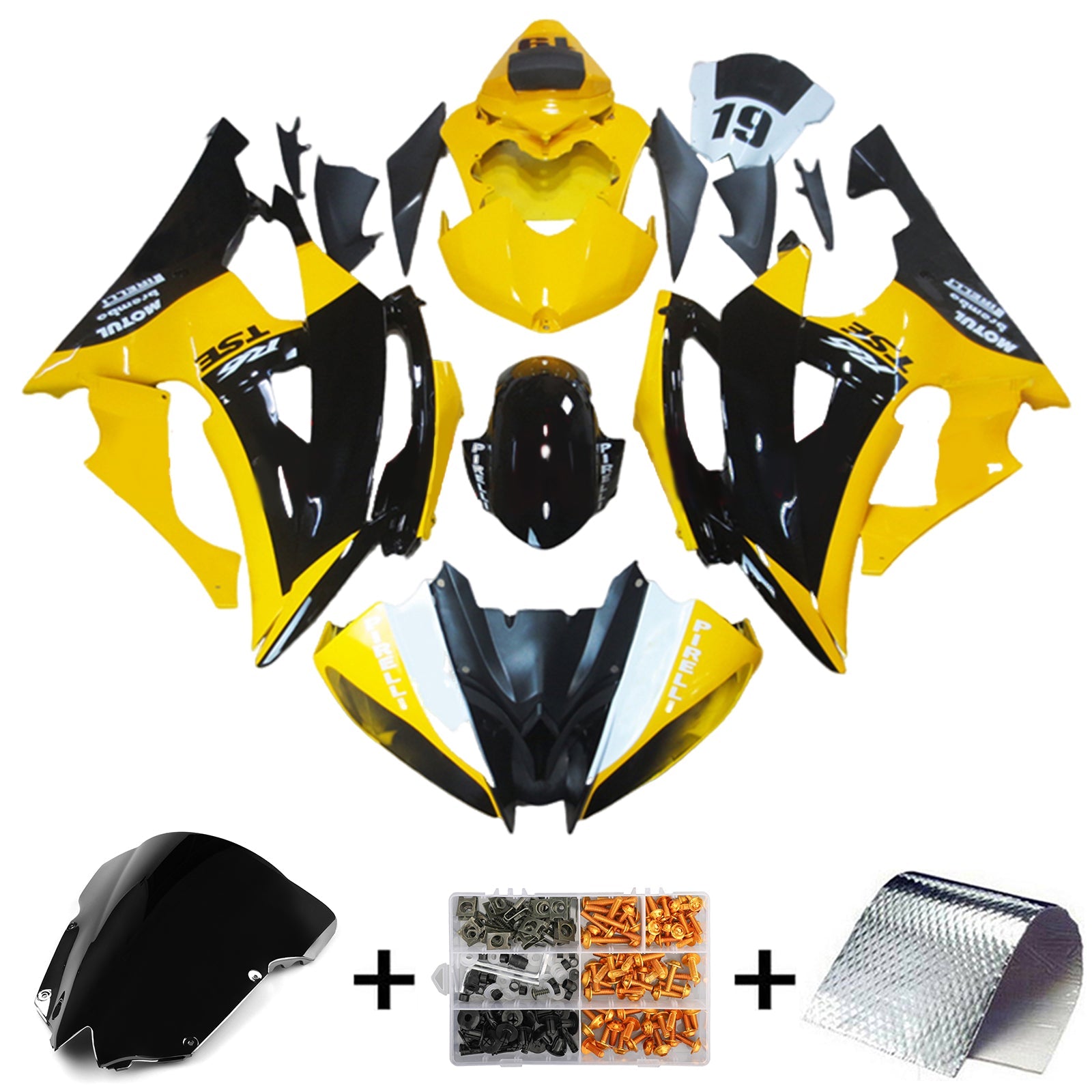 Amotopart Yamaha YZF 600 R6 2008-2016 Kit Carénage Carrosserie Plastique ABS