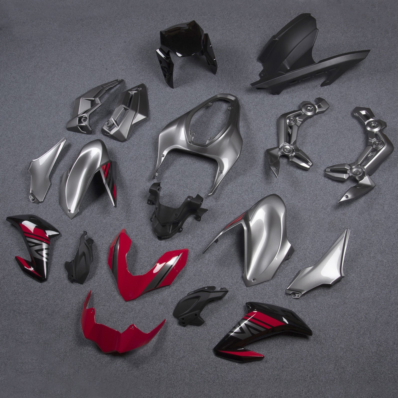 Amotopart Carena per Kawasaki Z900 2017-2019 Argento Rosso Iniezione Carrozzeria Plastica ABS Generico