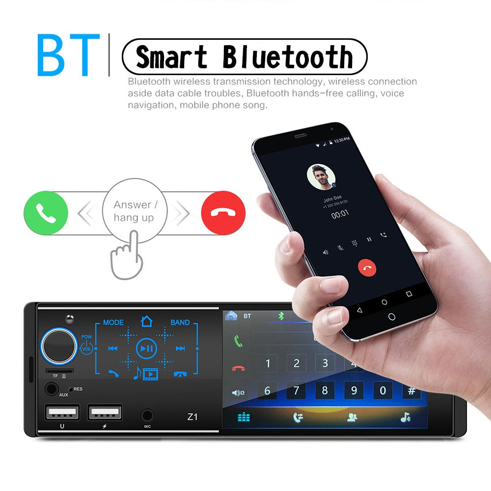 Autoradio Bluetooth à écran tactile simple Din 4 pouces FM + caméra de recul